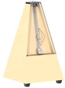 Wittner Metronome Taktell Pyramid Shape System Maelzel Series 802K - Plastic casing - With bell - With plexiglas lid - Ivory coloured - Mechanical winding - No batteries required - Made in Germany