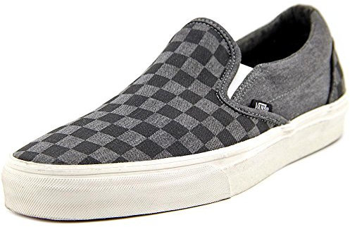 Vans Classic Slip-on - Classic Slip-on (Overwashed) pour Homme, Gris, 44,5, Carreaux Noirs surlavés, 44.5 EU
