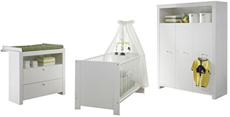 trendteam smart living - 3-teiliges Babyzimmerkombination Babyzimmermöbel - Babyzimmer - Olivia - Farbe Weiß - 155360501