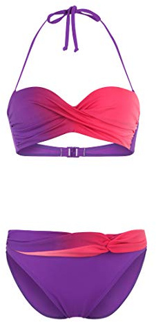Lascana Damen Bügel-Bandeau-Bikini mit Farbverlauf, Bügel, wattierte Cups, abnehmbare Nackenträger, Twist-Optik für perfekten Halt