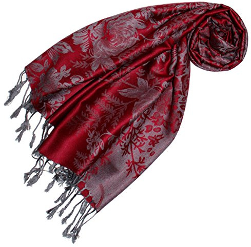 Lorenzo Cana Designer Pashmina hochwertiger Marken-Schal floral gewebtes Blumen Muster Damast - Webart 70 x 180 cm Modal Schaltuch Schal Tuch Jacquard 93232