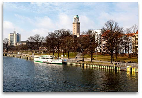 Premium Textil-Leinwand 120 x 80 cm Quer-Format Dit is och Berlin: Hafen (Spandau) | Wandbild, HD-Bild auf Keilrahmen, Fertigbild auf hochwertigem Vlies, Leinwanddruck von Holger Much Photography