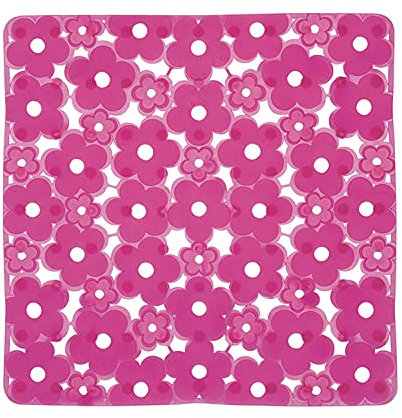 Gedy 975151P020 Margherita Tappeto Antiscivolo Doccia Fucsia, Misure e peso prodotto: 0,6X51,5X51,5 CM & 0,64 KG, Realizzato in Resina, Design R&S, Conformità REACH, 2 Anni di Garanzia, 51,5 x 51,5 cm