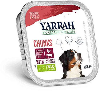 YARRAH Bio Hundefutter Bröckchen Huhn mit Rind, 1er Pack (1 x 150 Grams)