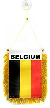 AZ FLAG - Wimpel Belgien - 15x10 cm - Belgische Mini Flagge 10 x 15 cm - Auto Pennant Spezielle Auto