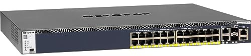 Netgear GSM4328PB-100NES ProSafe Switch Managed Gigabit PoE, 24 Porte PoE, Stacking Sicuro NSF, Funzioni Auto-iSCSI/Auto-VoIP, USB