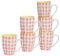Nicola Spring Hand-Printed Mug - 330ml - Red - Pack of 6 - Porcelain Hot Chocolate Cups Tea & Coffee Mugs for Kitchens, Cafes & Restaurants