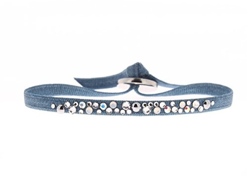 Armband die Austauschbare Satin Blau und Kristall Grau – Damen -