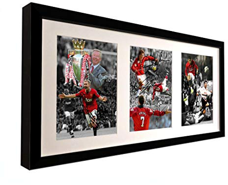 Signiert Die Ferguson Jahre Manchester United Foto Bild Wayne Rooney Ryan Giggs Cristiano Ronaldo Eric Cantona David Beckham Paul Scholes-handsignierten Foto Rahmen schwarz