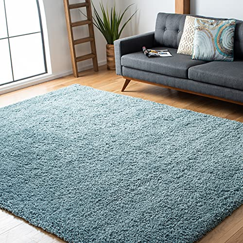 SAFAVIEH California Shag Collection Area Rug - 6'7 Square, Light Blue, Non-Shedding & Easy to Clean, Ultra Plush Thick Pile, Ideal for Living Room, Bedroom, Dining Space (SG151-6060)
