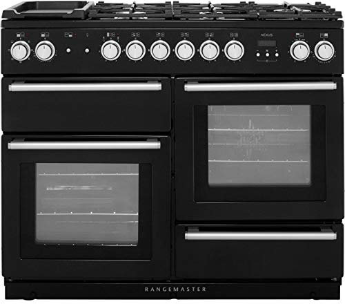 Rangemaster NEX110DFFBL/C Nexus Black with Chrome Trim 110cm Dual Fuel Range Cooker