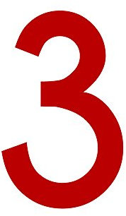 Zahl 3 in rot, 30 cm großer Sticker aus selbstklebender Klebefolie zum aufkleben, wetterfeste Klebezahl
