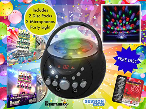 Mr Entertainer CDG Boombox Karaoke Machine with Bluetooth & Flashing Lights Includes Double CDG Mr Entertainer Popstar Karaoke Hits of 2018