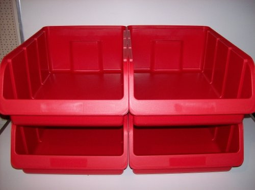 4 Stapelboxen Sichtboxen Lagerboxen Gr. 5 rot 315x460x185 mm von hünersdorff