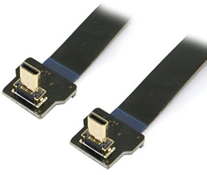 Cablecc 90 Grad nach oben abgewinkelter FPV-Micro-HDMI-Stecker auf Micro-HDMI-FPC-Flachkabel, 20 cm, für GoPro-Multicopter-Luftaufnahmen