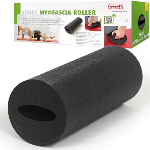 SISSEL Myofascia Roller | Faszienrolle mit Griffmulde | Faszienrolle Rücken 40cm | Ergonomisch für Rücken & Wirbelsäule | Schaumstoffrolle aus EPP Material | robust & formbeständig | schwarz