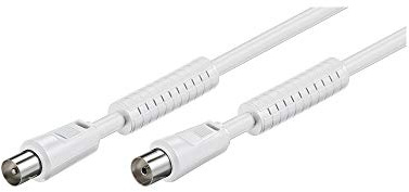 Goobay 50726 Antennenkabel 7,5m / Koax Stecker auf Koax Buchse / SAT Kabel 80 dB Koaxialkabel Satellitenkabel / 2fach geschirmt / TV Kabel mit Ferrit / Weiß / Fernsehkabel 7,5m