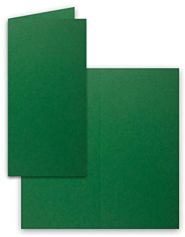 FarbenFroh by GUSTAV NEUSER 50x Falt-Karten DIN Lang - Dunkelgrün (Grün) - 10,5 x 21 cm - Blanko Doppelkarten - Klappkarten für Einladungen und Grußkarten zu Weihnachten und Geburtstag