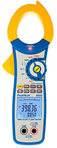 PeakTech 1655 – Pinza amperometrica efficace 1500A AC/DC, 40000 conteggi, Multimetro digitale, TÜV/GS, Pinza amperometrica, Voltmetro senza contatto, Amperometro, Tester di continuità - Max 600 V