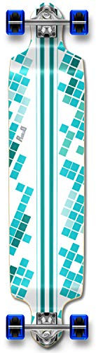 Yocaher profesional velocidad Drop Down Longboard completa skateboard, White Digital Wave