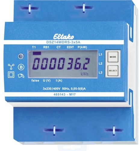 Eltako RS485-Bus-Wandler-Drehstromzähler mit Display MID geeicht, 1 Stück, DSZ14WDRS-3X5AMID, 400 V