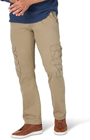 Wrangler Authentics Men's Premium Twill Cargo Pant, British Khaki, 32x32