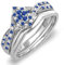 DazzlingRock Collection Damen Sterling Silber Blauer Saphir & Weißes Diamant Marquise Form Verlobungsring-Set 8