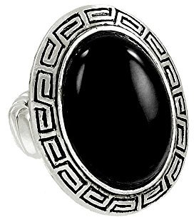 Falari Natural Gemstone One Size Stretch Ring Black Onyx