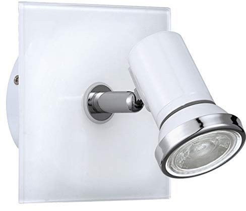 EGLO LED Wandlampe Tamara 1, Wandleuchte Bad, Badezimmer Lampe aus Metall in Weiß, Chrom und Glas, Feuchtraumleuchte, Spot inkl. GU10 Leuchtmittel, warmweiß, IP44