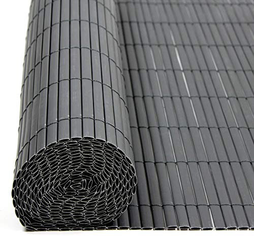 ESTEXO PVC Sichtschutzmatte aus Kunststoffröhrchen Grau 1,0 x 4 m