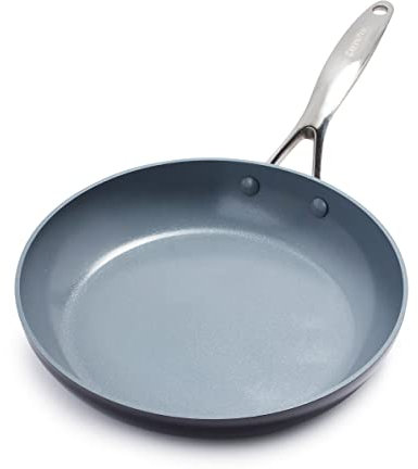 GreenPan Valencia Pro Padella da 24 cm in ceramica anodizzata dura e antiaderente, senza PFAS, induzione, lavabile in lavastoviglie, resistente al forno, grigio