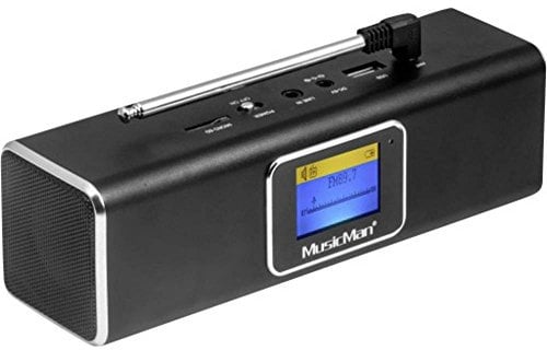 Technaxx MusicMan 4672 Portable Bluetooth/DAB STEREO SPEAKER BT-X29 with Integrated Battery and LCD Display (MP3 Player, Radio, MicroSD card slot, USB slot) Silver/Black | 4663