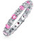 Bague Éternité Empilable Cz Zircon Cubique Rose Blanc Alterné Pour Femmes Pour Adolescente Topaze Simulée Argent Sterling