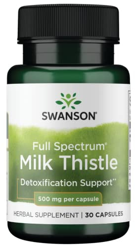 Swanson Full Spectrum Milk Thistle Liver Health Supplement for Adults Seeking Natural Detoxification and Antioxidant Support - 500 mg (30 Vegan Capsules)