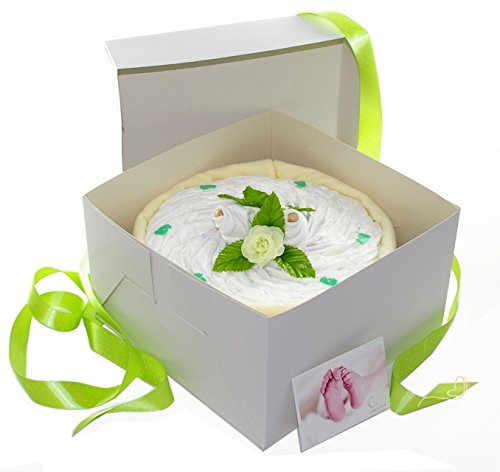 Windeltorte CAKEBOX neutral für Jungen und Mädchen grün | Geschenk für Mädchen und Jungen zur Geburt Babyparty Babyshower (grün)