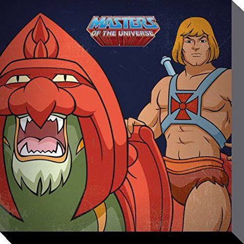 1art1 Masters of The Universe Poster He-Man Mit Tier Bilder Leinwand-Bild Auf Keilrahmen | XXL-Wandbild Poster Kunstdruck Als Leinwandbild 40x40 cm