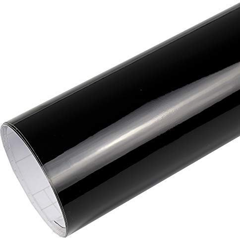Rapid Teck® 9€/m Premium Glanz Schwarz - 50cm x 1,52m - Blasenfrei mit Luftkanälen - Auto Folierung - Car Wrapping Folie - Schwarze Folie Auto