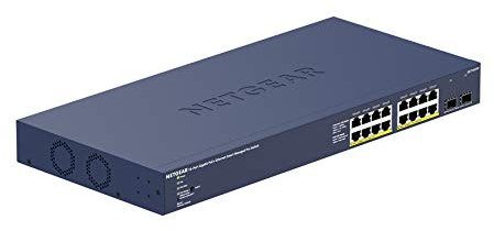 NETGEAR (GS716TPP) Smart switch Ethernet PoE 18 ports Gigabit (10/100/1000) - Manageable via le cloud Insight, 16 ports PoE+ @ 300 W, 2 ports SFP 1 Gigabit, bureau/en rack et protection à vie ProSAFE
