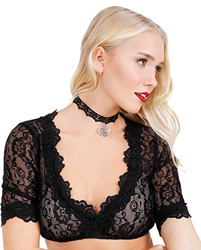 Krüger 20140 Dirndlbluse schwarz Spitze