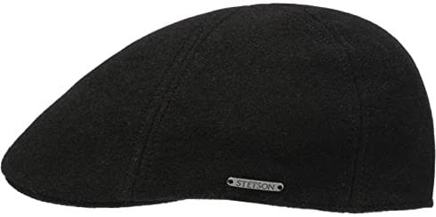 Stetson Texas Wool Gatsby Cap Herren Mit Kaschmirwolle 100% Baumwollfutter Hoher Wollanteil Edler Markenpin Doppellagiges Futterband Schirmmütze Herbst Winter schwarz XL (60-61 cm)
