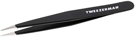 TWEEZERMAN Pince à épiler (pointes inclinées, épilation des sourcils, qualité professionnelle, acier inoxydable), Noir