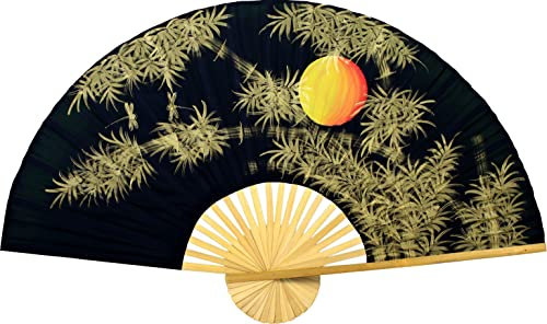 Large 60 Folding Wall Fan -- Bamboo Moon -- Original Hand-painted