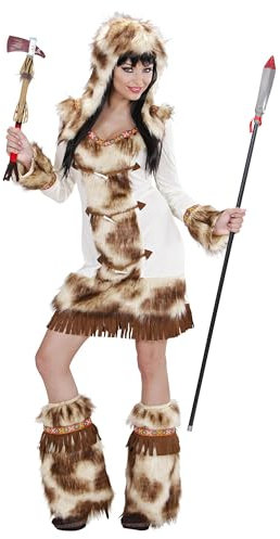 W WIDMANN MILANO Party Fashion - Kostüm Weeko Indianerin, Kleid, Kapuze, Stulpen, Eskimo, Inuit, Karneval