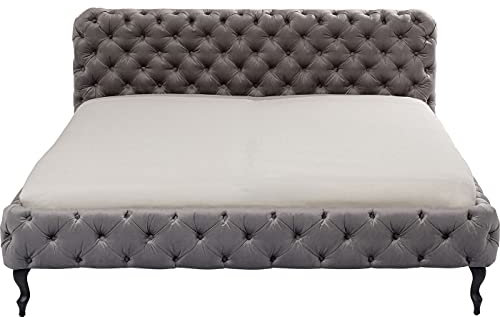 Kare Design Bett Desire 160x200cm, velvet silbergrau, luxuriöses Polsterbett, raffiniertes Samtbett, (H/B/T) 100x177x228cm