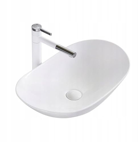 Rea Aufsatzwaschbecken Royal 60 Waschbecken für Badezimmer aus Keramik Modern Design Waschtisch 62 x 34 cm