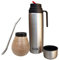 Gaucho Bruno Kit Yerba Mate - Ensemble de Gourde, Paille et Thermos - Tasse en Céramique, Paille Bombilla en Acier Inoxydable et Gourde Isotherme 1L - Réutilisable - Marron