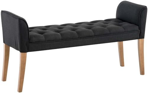 CLP Chaiselongue Cleopatra I Stoff-Bezug I Polsterbank, Farbe:dunkelgrau, Gestell Farbe:antik-hell