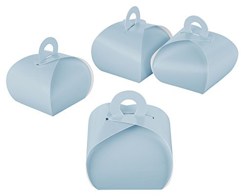 itenga Box GeschenkSchachtel mit Griff blau/hellblau Babyblau aus Karton zum Befüllen (Gastgeschenk, Hochzeit Taufe Geburt) (Box mit Griff, blau)