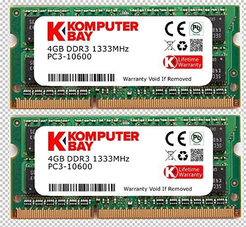 Komputerbay 8GB (2X 4GB) DDR3 SODIMM (204 pin) 1333Mhz PC3-10600 (9-9-9-25) Laptop Notebook Speicher für Apple Mac Mini