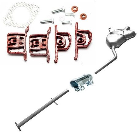 Mittelschalldämpfer + Endschalldämpfer & KIT Auspuff Mini One 1.4/1.6i Fließheck
